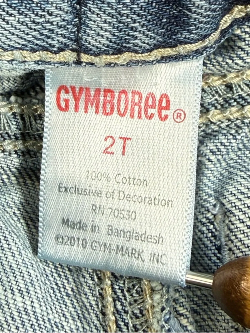 GYMBOREE Vintage Toddler Girl Denim Bow Applique Roll Cuff Y2K-Inspired Jeans 2T